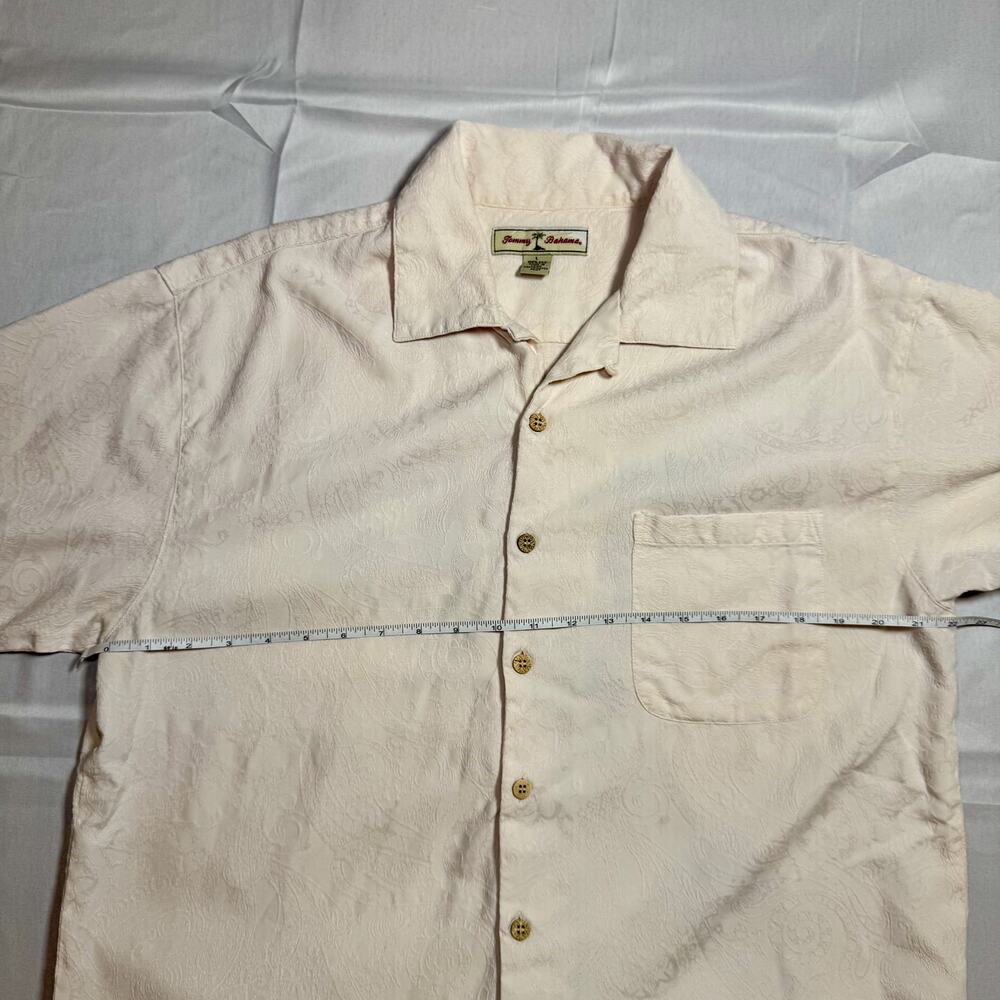Tommy Bahama Camp Shirt Ivory Silk Men's Large 90s Western Y2K Coastal Resort - Picture 10 of 13